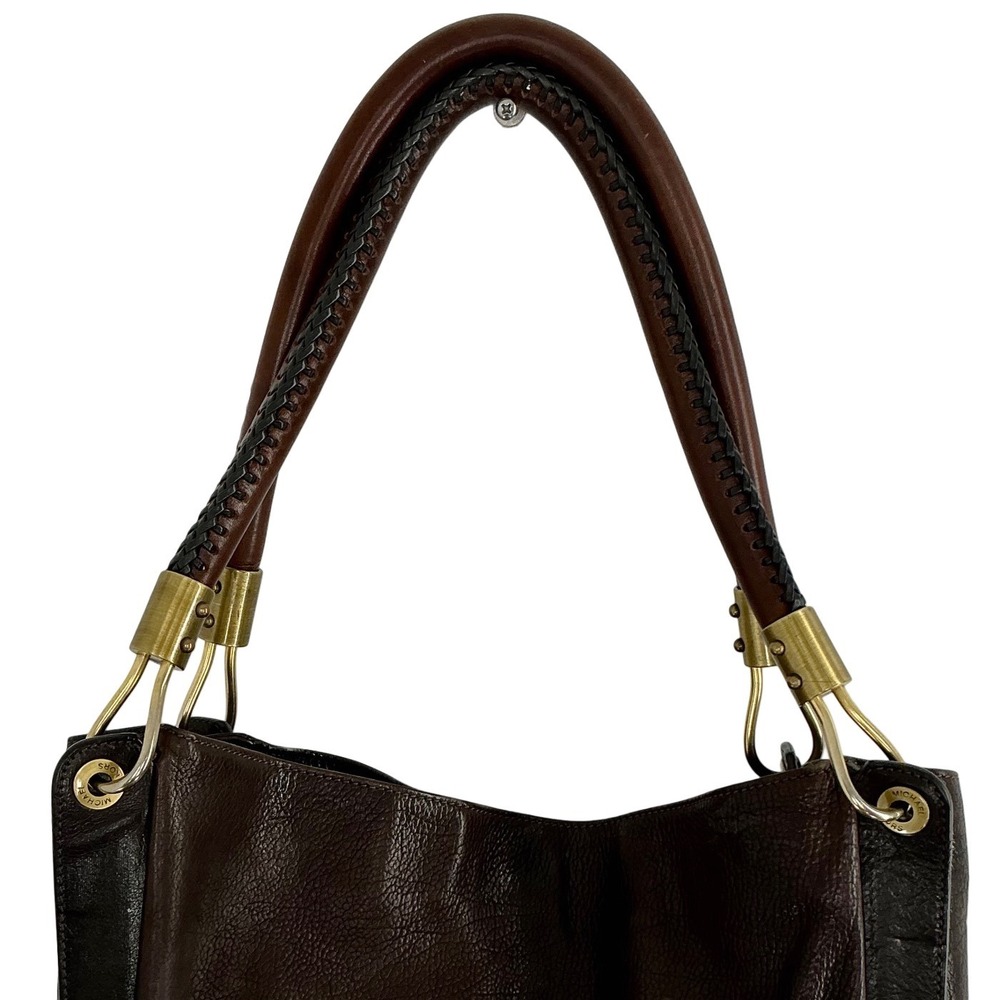 VTG Michael Kors Studded Leather Hobo Dark Brown Bag Gold Hardware Italy Made‎ - Picture 16 of 16